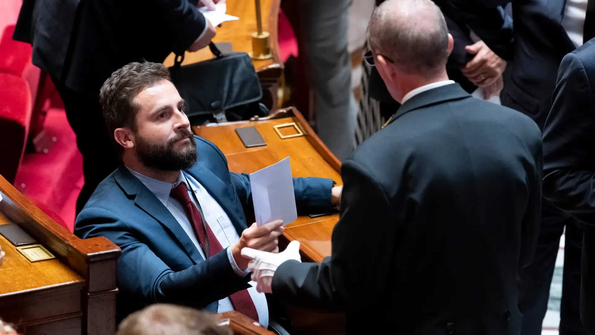 Élection du Président de l'Assemblée nationale au scrutin secret à la tribune, à l'Assemblée nationale le 18 Juillet 2024 - Vote de Sébastien Peytavie